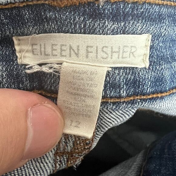 EILEEN FISHER Women's 12 Blue Organic Cotton Blend Straight Denim Stretch Jeans - Picture 5 of 10